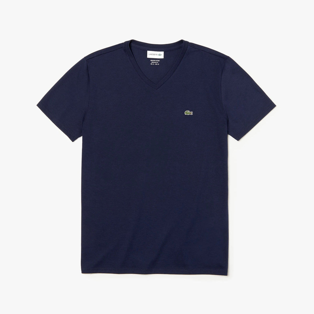 Lacoste V-Ausschnitt T-Shirt aus Pima-Baumwolle in Marineblau