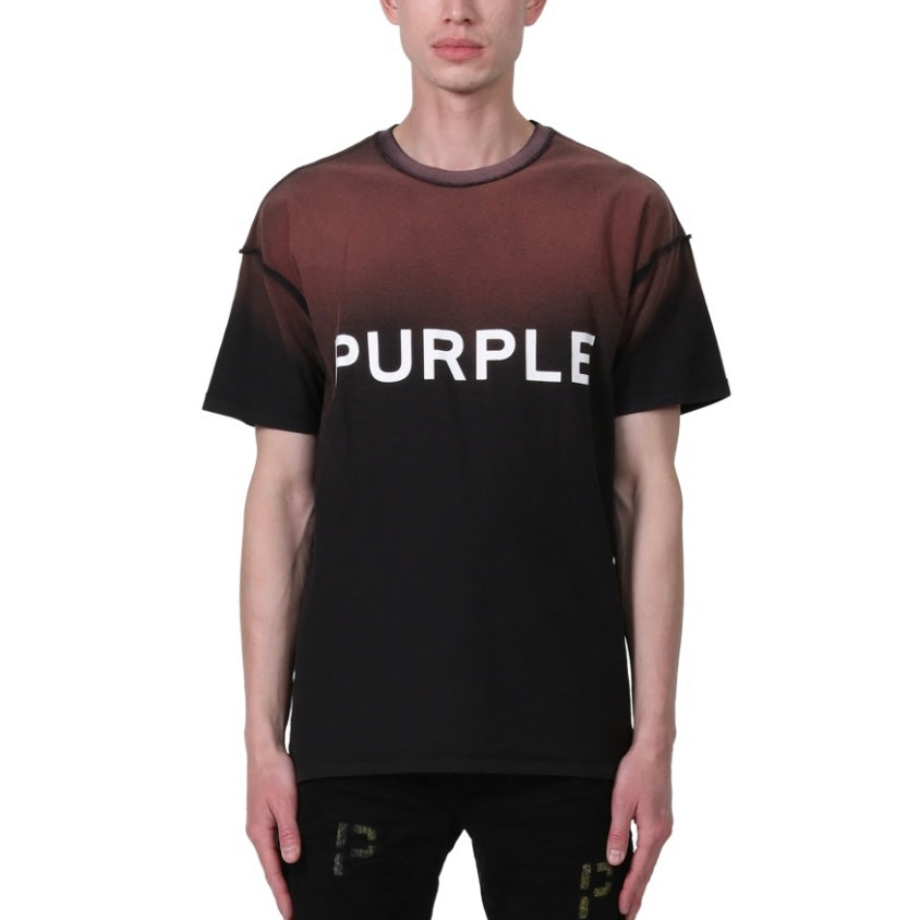 Purple Brand Texturiertes, rot gefärbtes T-Shirt mit kurzem Arm