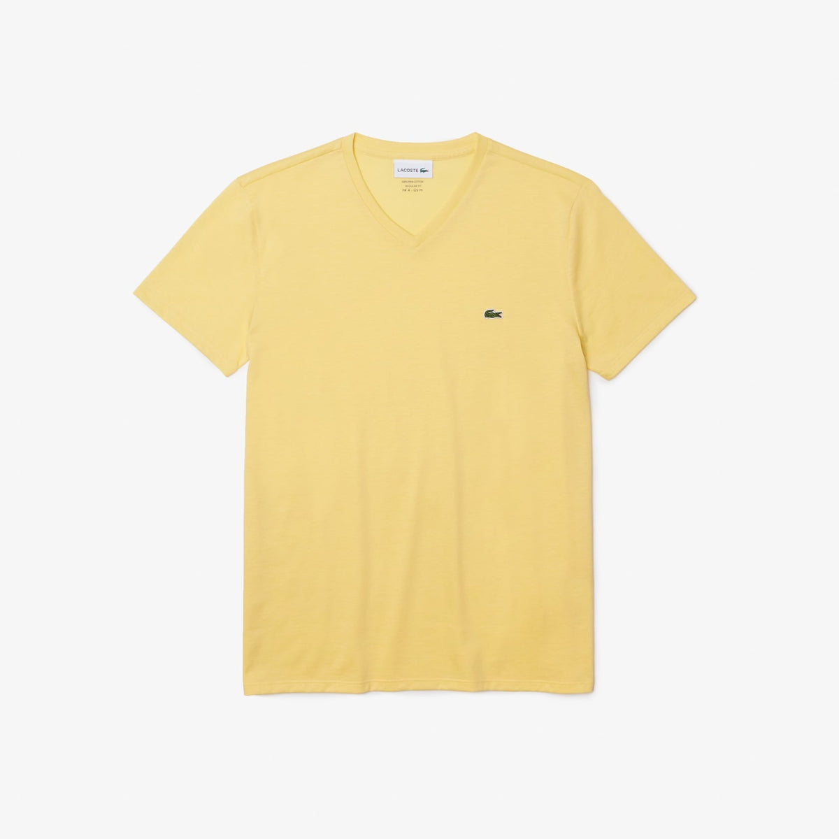Lacoste V-Ausschnitt T-Shirt aus Pima-Baumwolle in Gelb