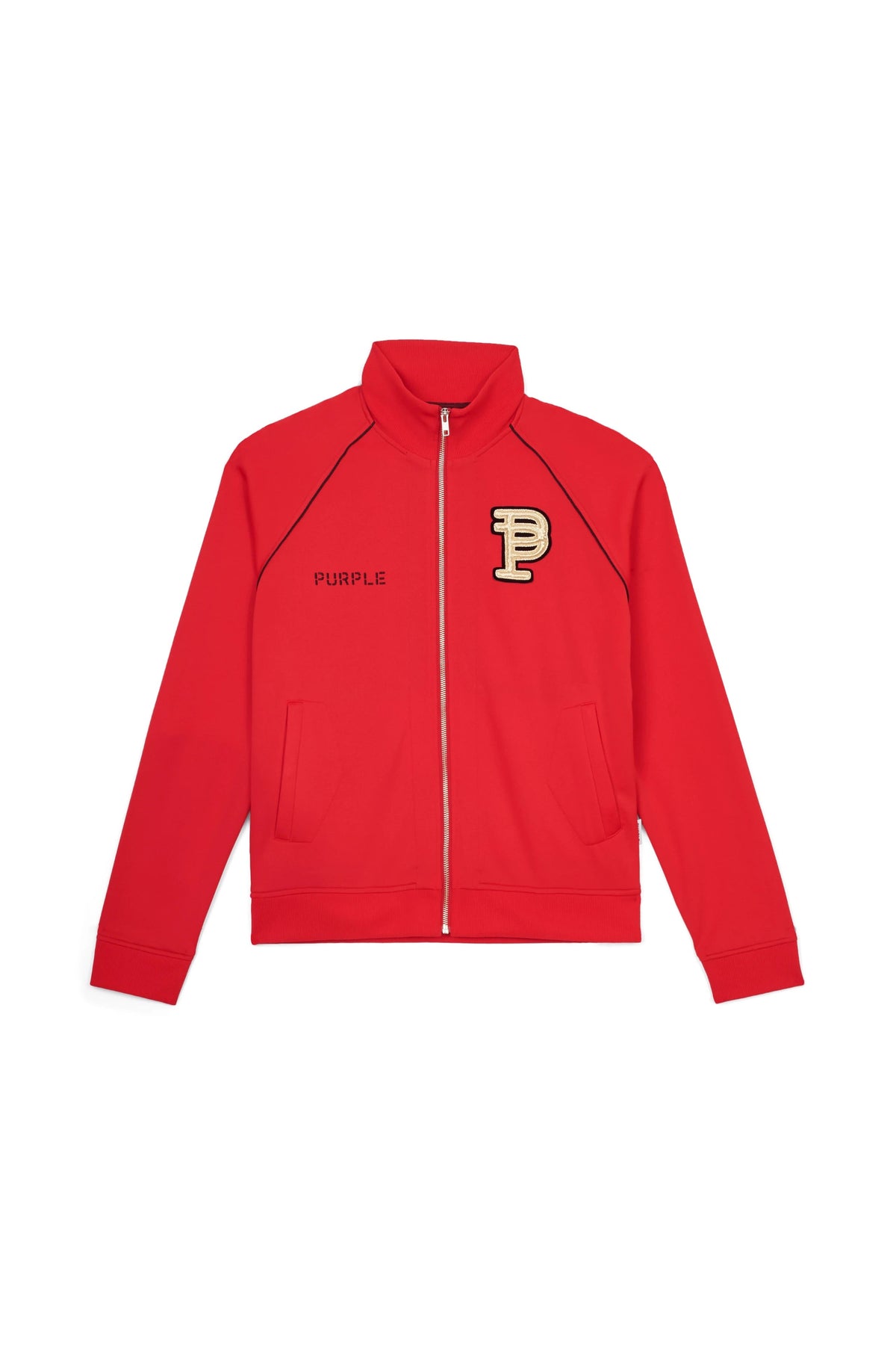 Purple Brand Rote Raglan-Patch-Trainingsjacke