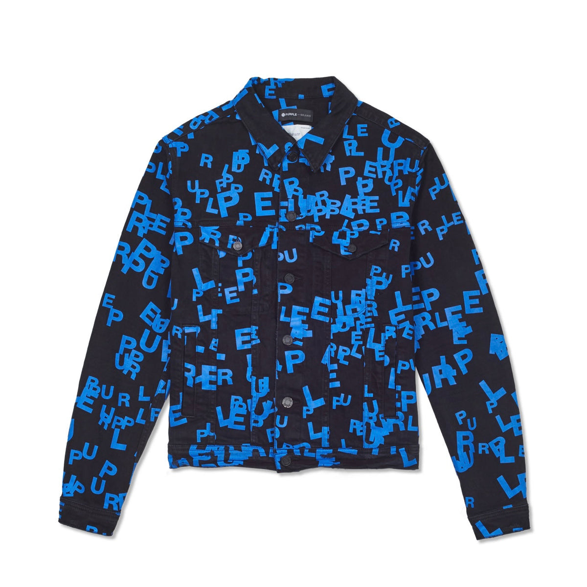Purple Brand Jeansjacke mit blauem Letter-Print
