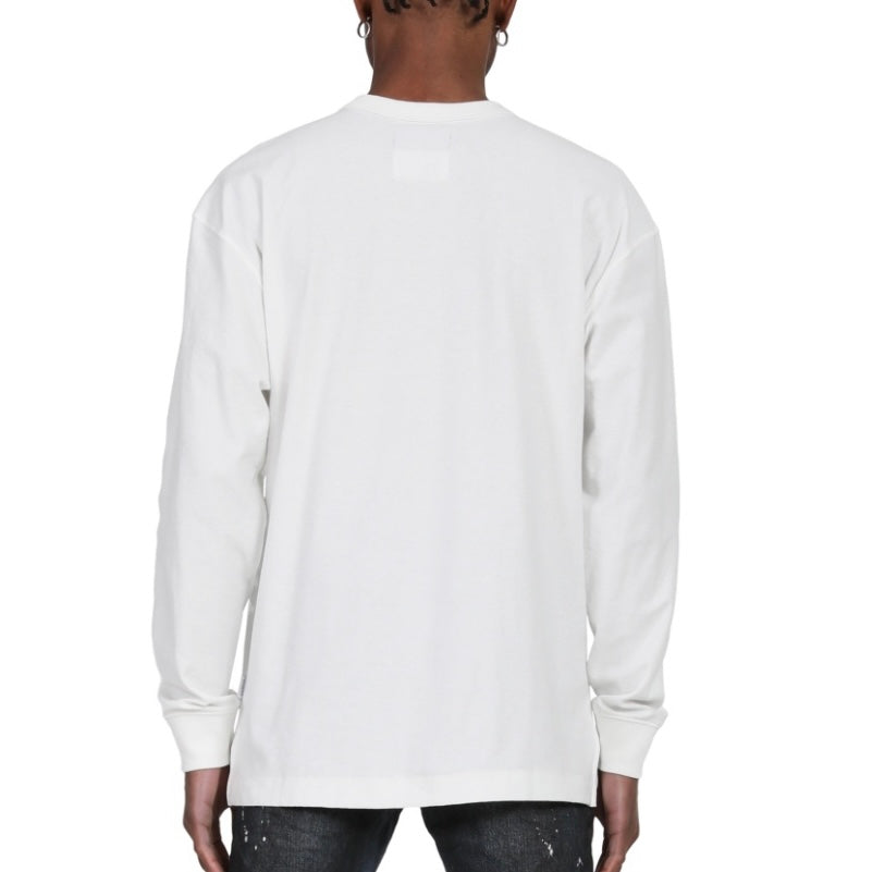 Purple Brand Langarmshirt mit Textur in Brilliantweiß