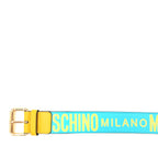 Calfskin Belt With Logo (Turquoise/Yellow)