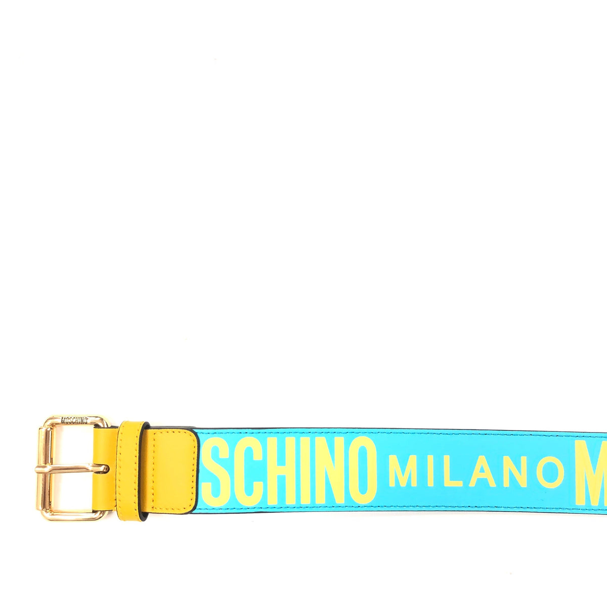 Calfskin Belt With Logo (Turquoise/Yellow)