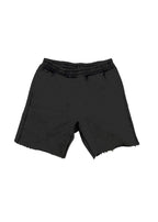 Purple Brand French-Terry-Shorts in Dunkelgrau mit rotem Stencil-Print