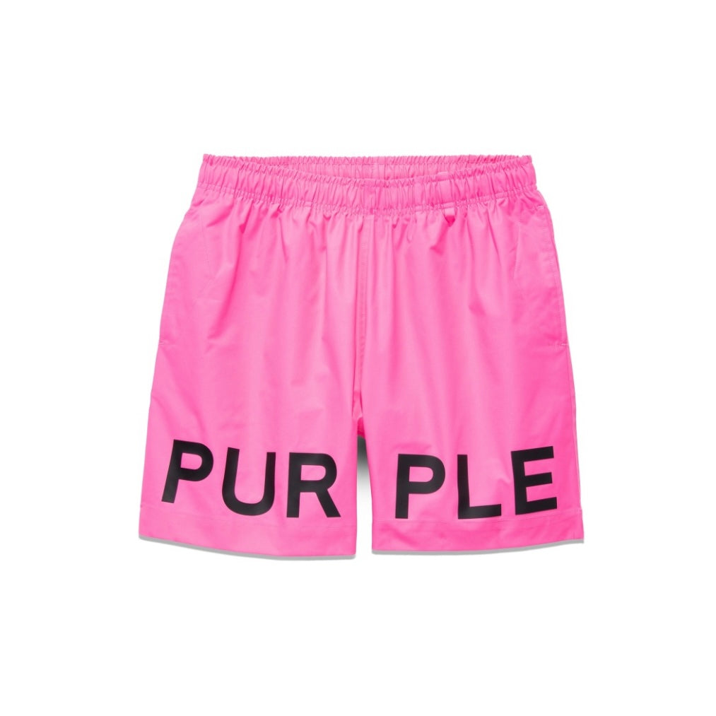 Purple Brand Nylon-Shorts mit durchgehendem Wasser-Print in Pink