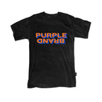Purple Brand Strukturiertes schwarzes T-Shirt (kurzarm)