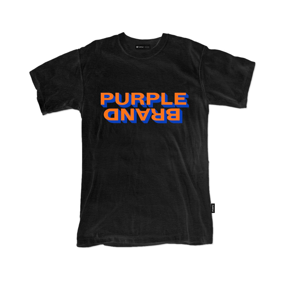 Purple Brand Strukturiertes schwarzes T-Shirt (kurzarm)
