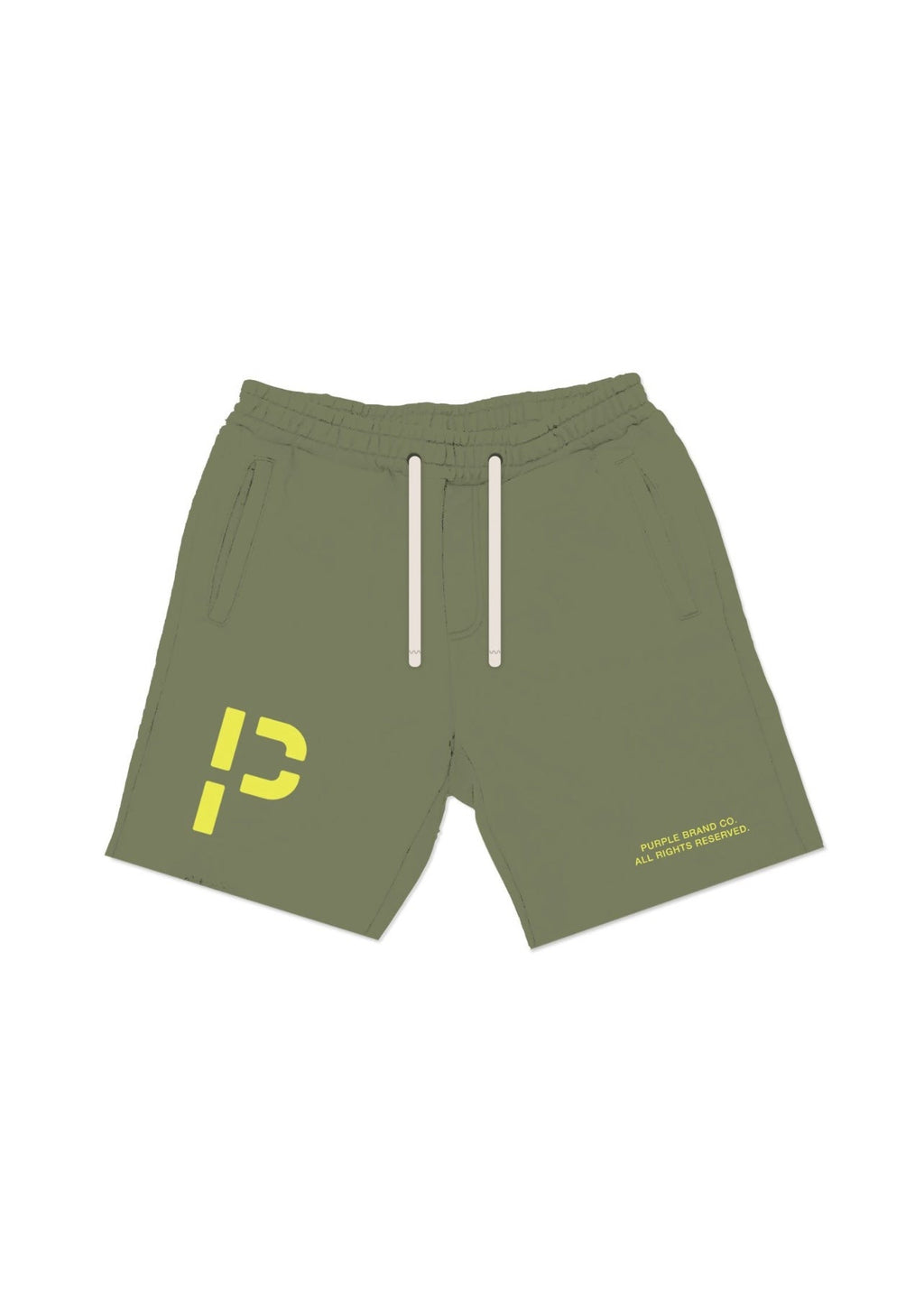 Purple Brand French Terry Shorts im Military Green Stencil-Design