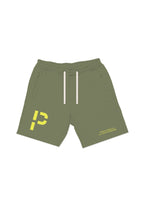 Purple Brand French Terry Shorts im Military Green Stencil-Design