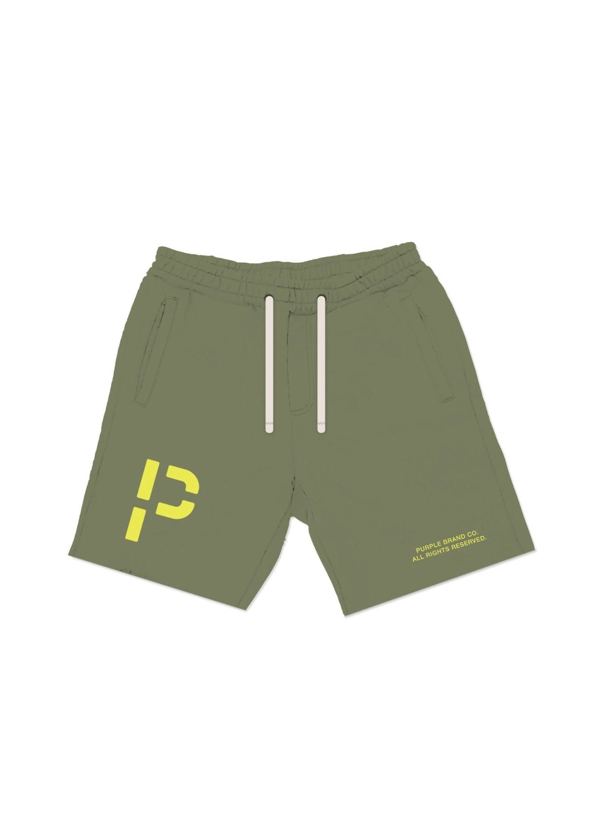 Purple Brand French Terry Shorts im Military Green Stencil-Design