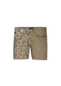 Purple Brand Corduroy Bandana Print Tan Shorts