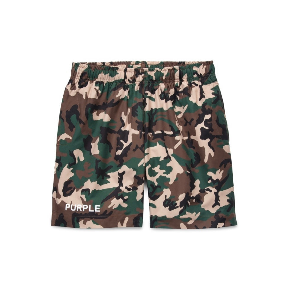 Purple Brand Nylon All-Over Water-Print Camo-Shorts